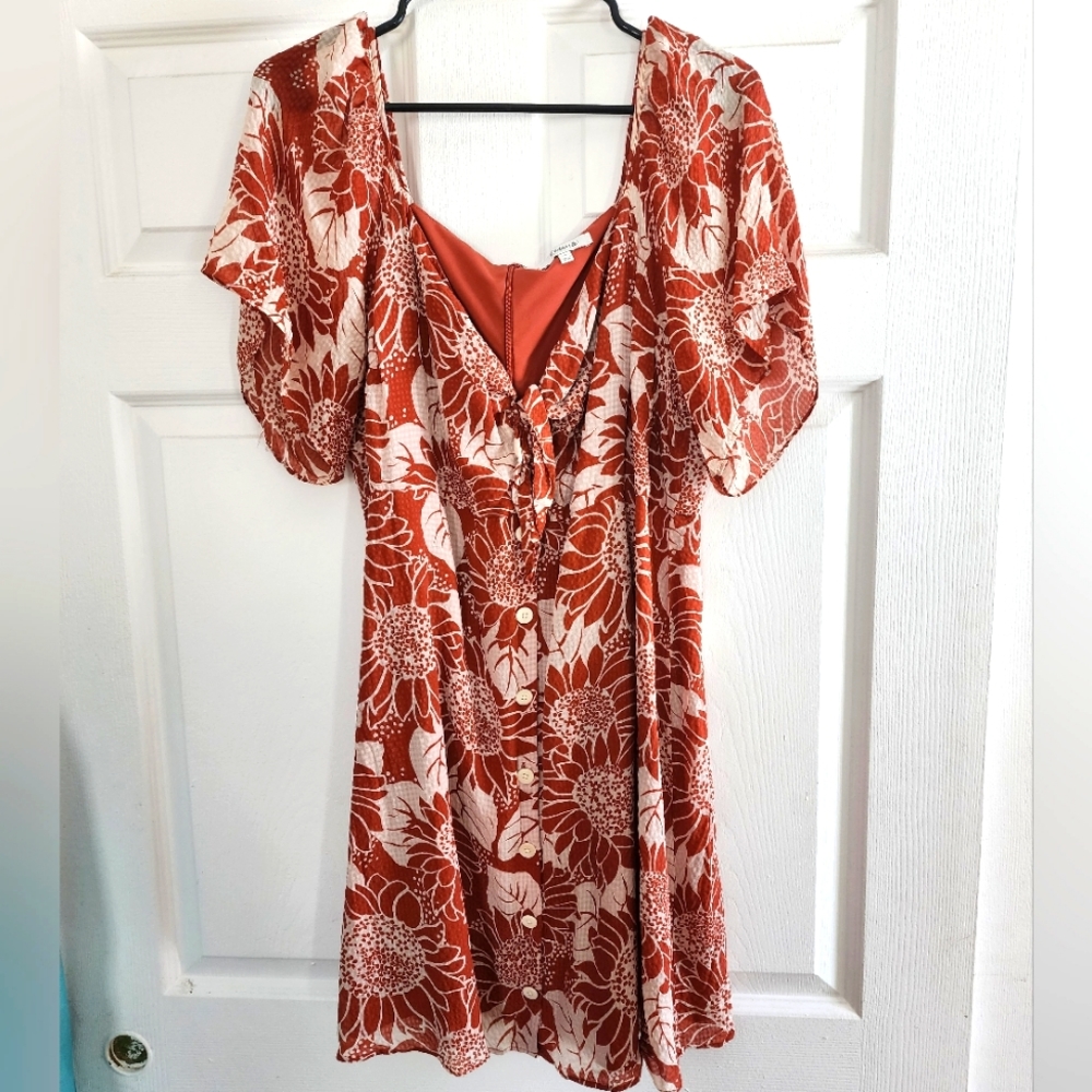 Madewell Silk Sunflower Dress, size 16
